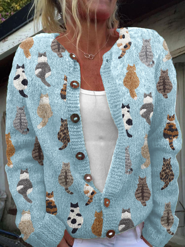 Natalia | Cárdigan acogedor con estampado de gato