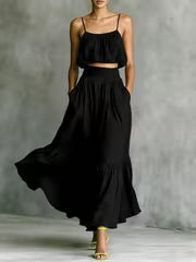 Eva | Conjunto de 2 Piezas con tirantes finos y falda Maxi