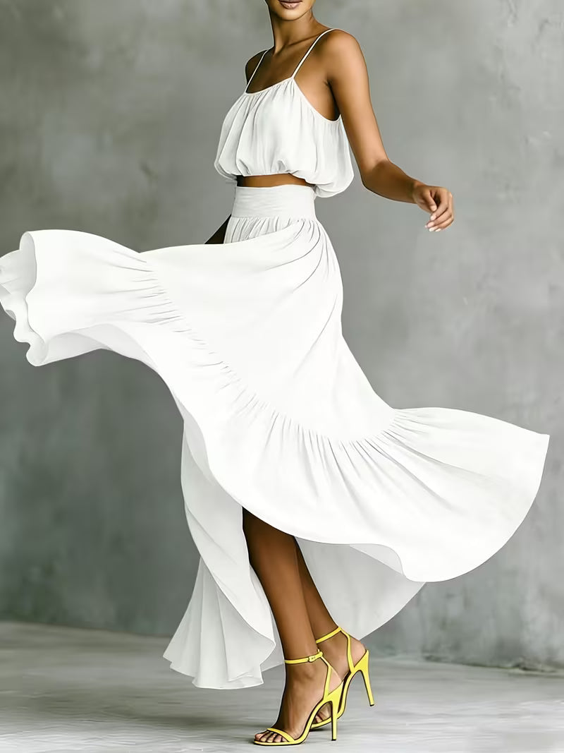 Eva | Conjunto de 2 Piezas con tirantes finos y falda Maxi