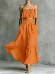 Eva | Conjunto de 2 Piezas con tirantes finos y falda Maxi