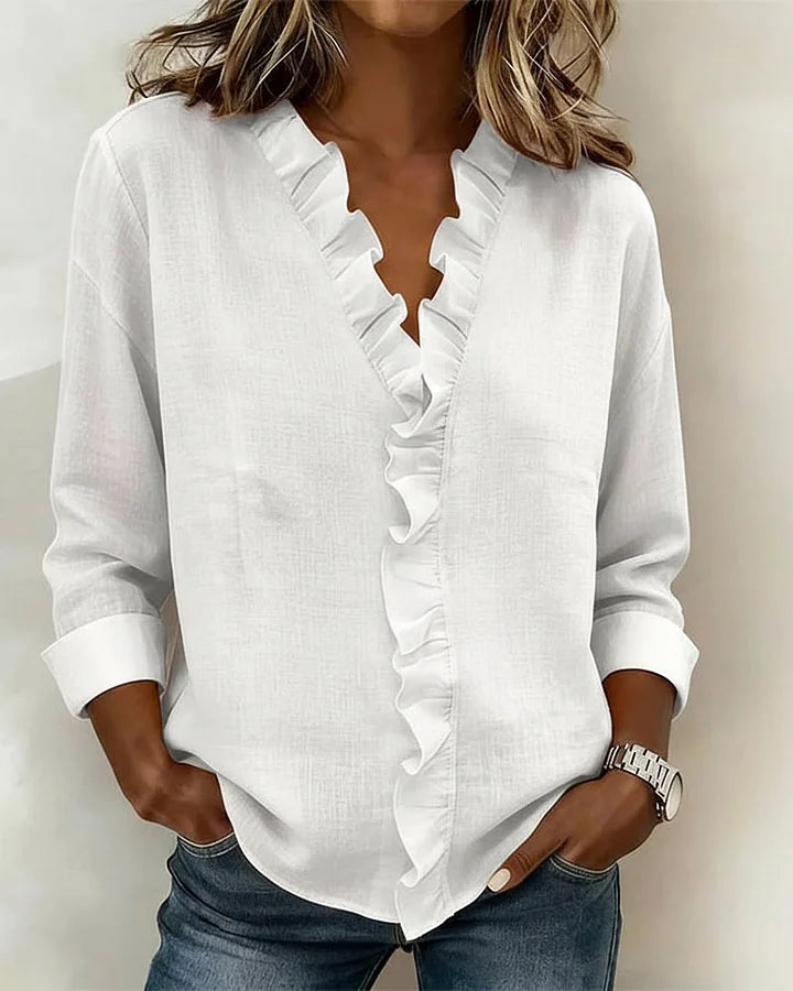 Aroa |  Blusa con Volantes y Cuello en V