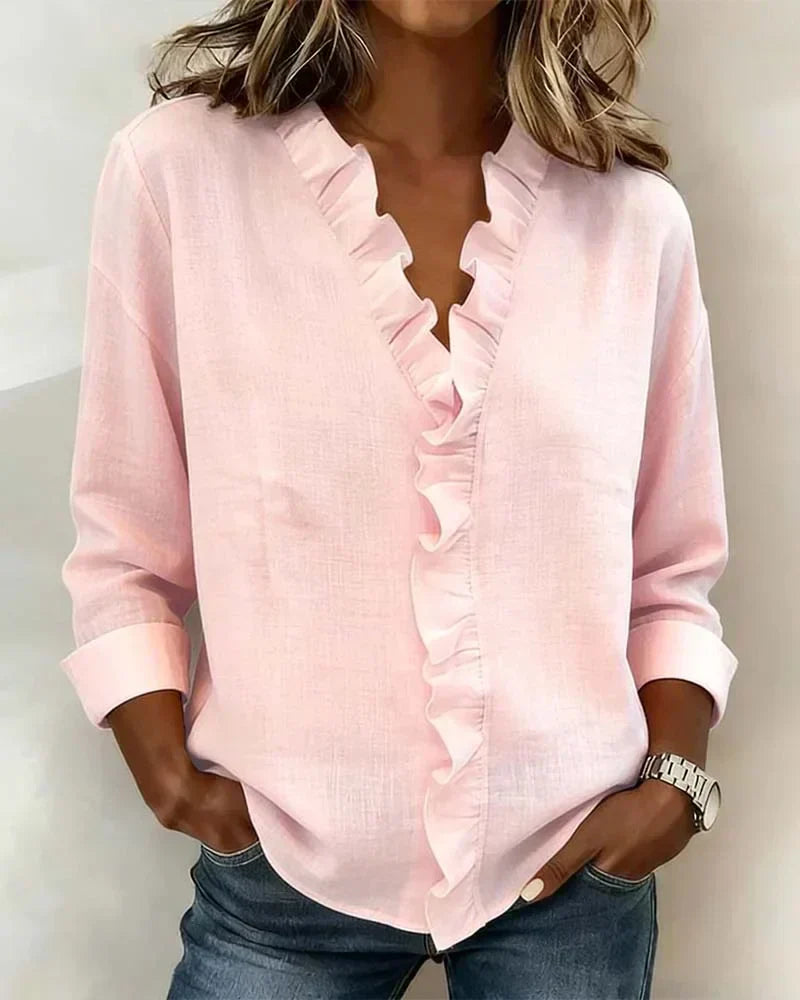 Aroa |  Blusa con Volantes y Cuello en V