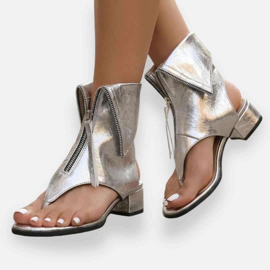 Zafira | sandalias metalizadas con cremalleras