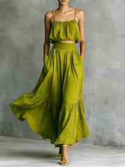Eva | Conjunto de 2 Piezas con tirantes finos y falda Maxi