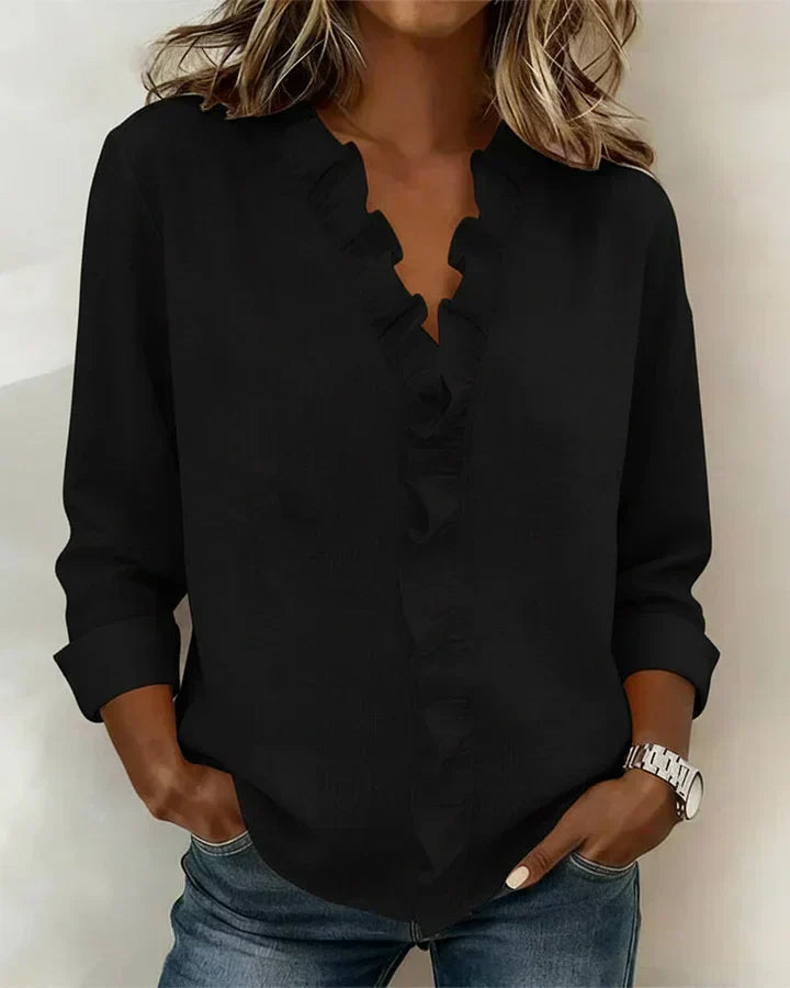 Aroa |  Blusa con Volantes y Cuello en V