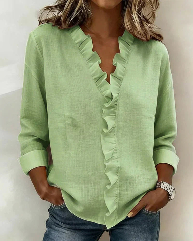 Aroa |  Blusa con Volantes y Cuello en V