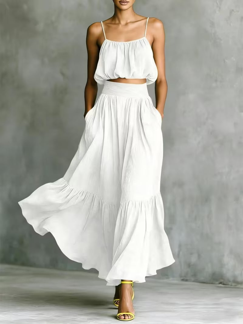 Eva | Conjunto de 2 Piezas con tirantes finos y falda Maxi