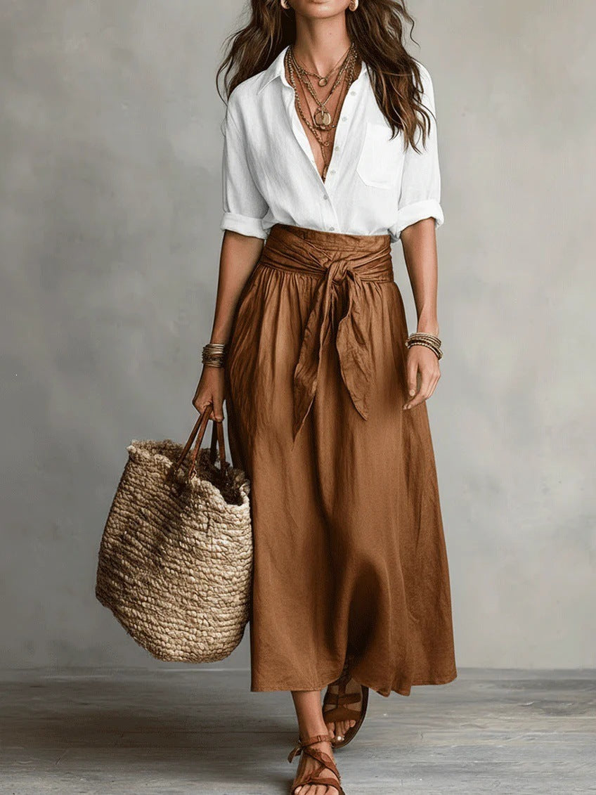 Sandra | Conjunto de Blusa y Falda Midi