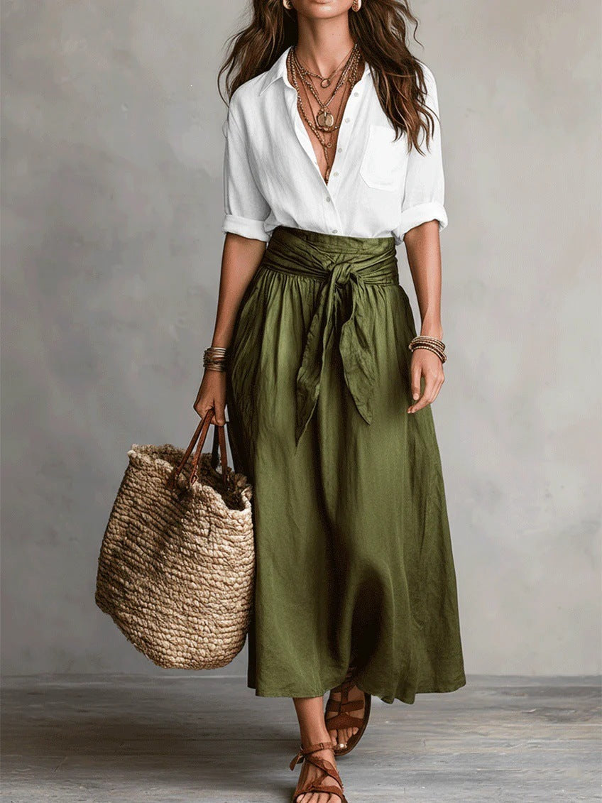 Sandra | Conjunto de Blusa y Falda Midi