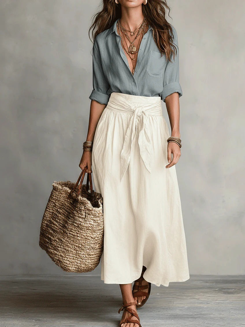 Sandra | Conjunto de Blusa y Falda Midi