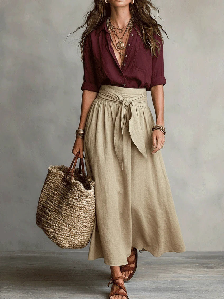 Sandra | Conjunto de Blusa y Falda Midi