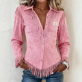 Marcela │ Blusa con Botones y Flecos de Ante