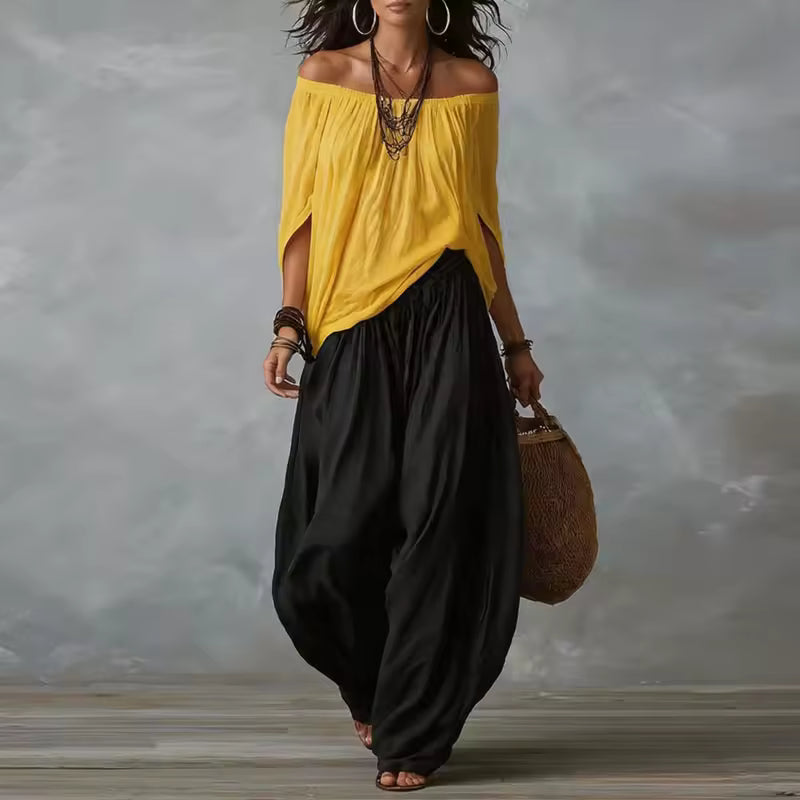 Lucy | Conjunto boho de blusa y pantalones