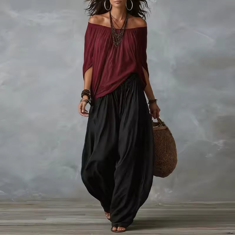 Lucy | Conjunto boho de blusa y pantalones
