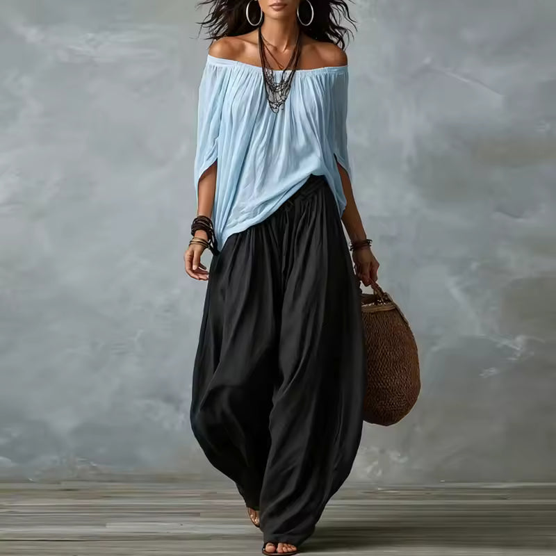Lucy | Conjunto boho de blusa y pantalones
