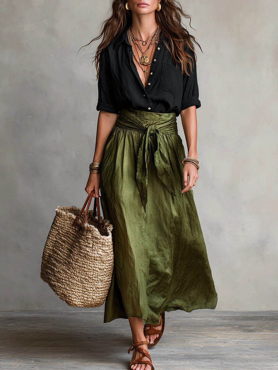 Sandra | Conjunto de Blusa y Falda Midi