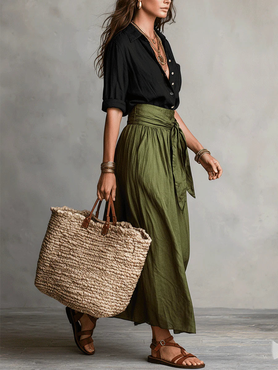 Sandra | Conjunto de Blusa y Falda Midi