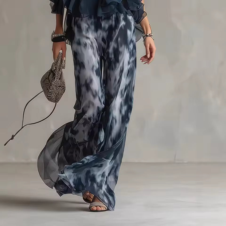 Emma | Conjunto de blusa estilo halter y pantalón ancho estampado