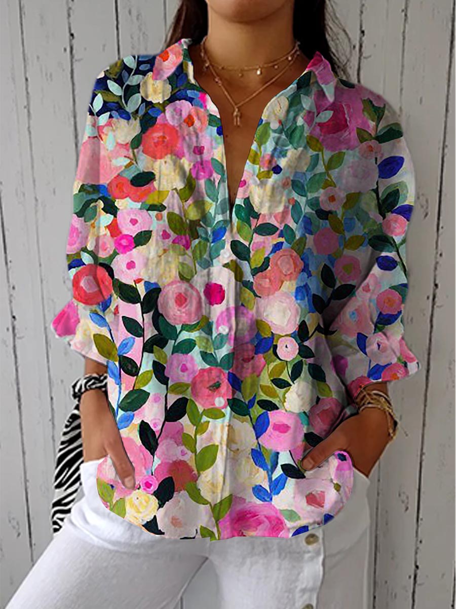 Luciana | Blusa de Flores Multicolor
