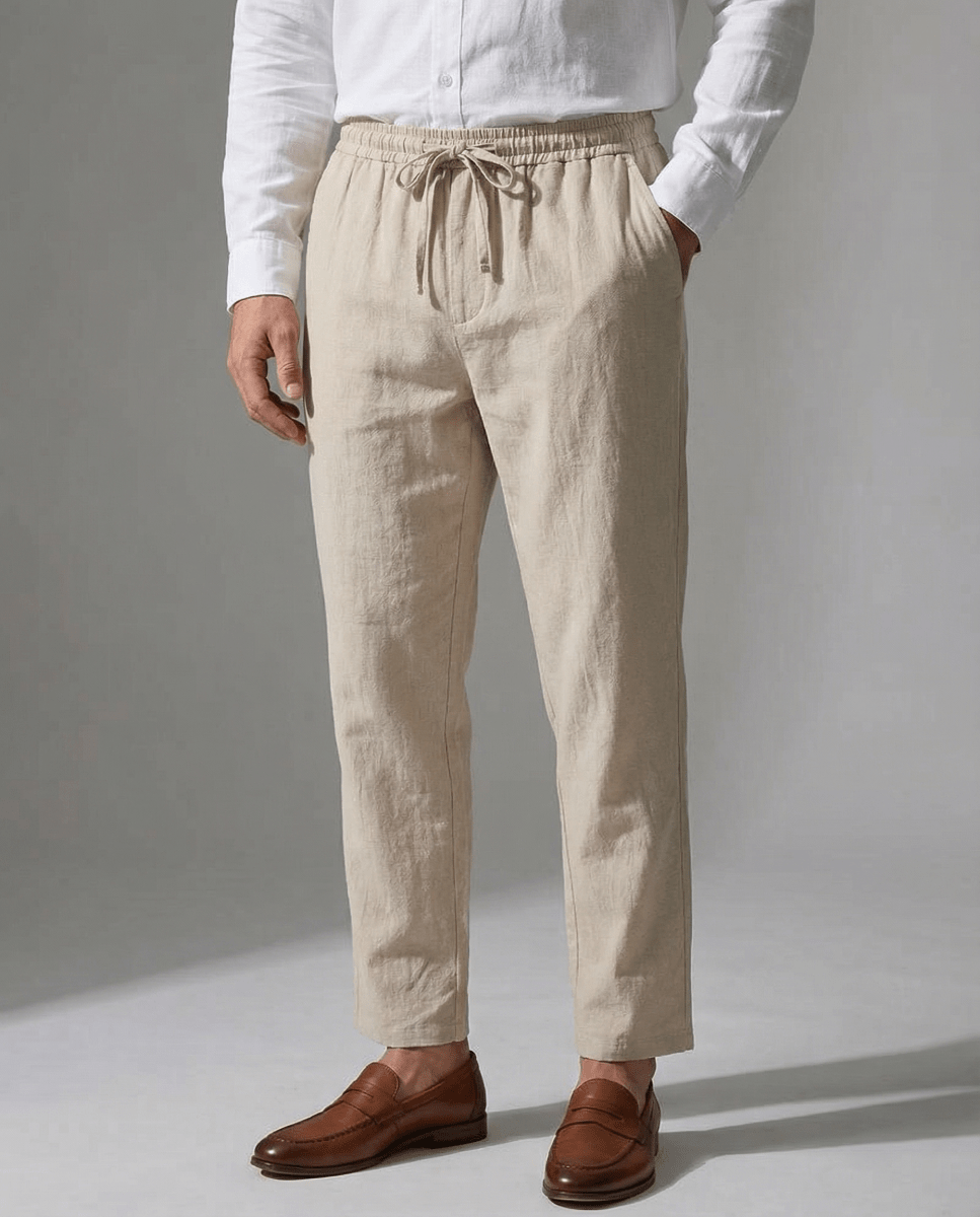 Conjunto Camisa Blanca + Pantalón Beige - 100% Lino