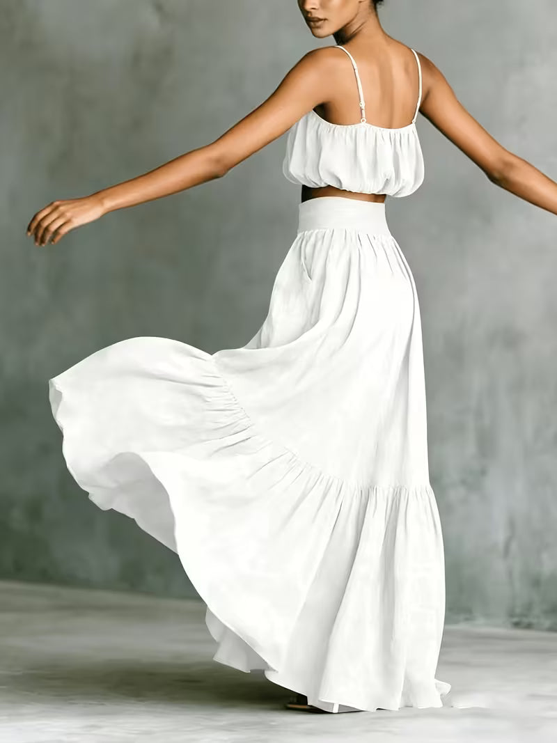 Eva | Conjunto de 2 Piezas con tirantes finos y falda Maxi
