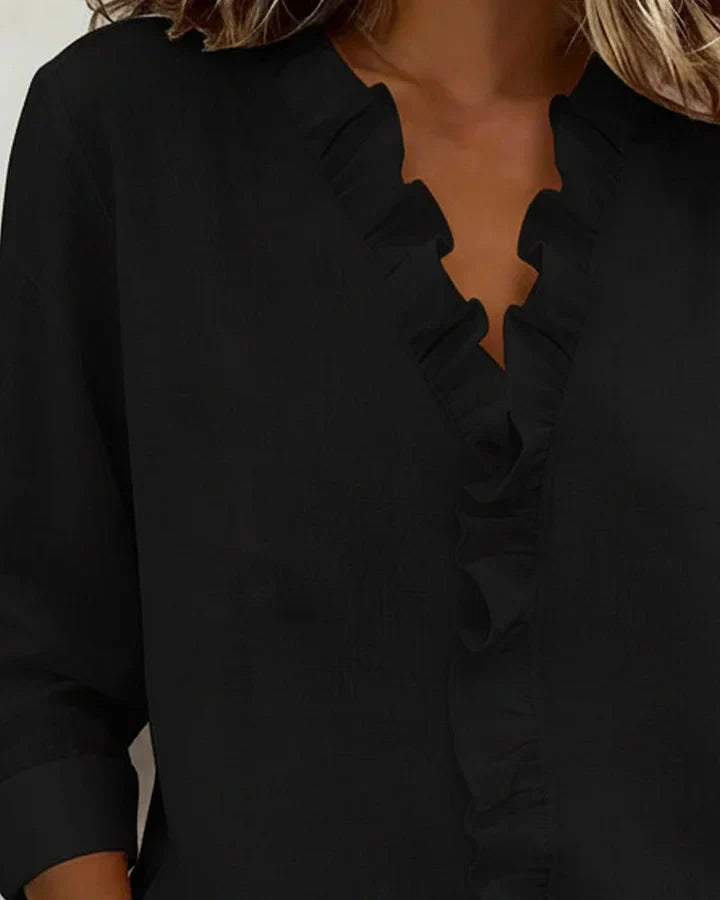 Aroa |  Blusa con Volantes y Cuello en V