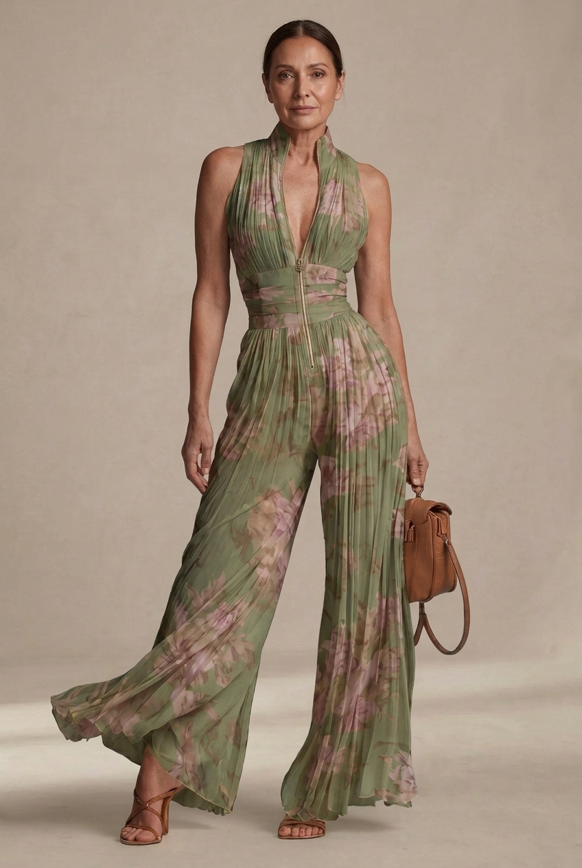 Ana | Conjunto plisado de gasa floral