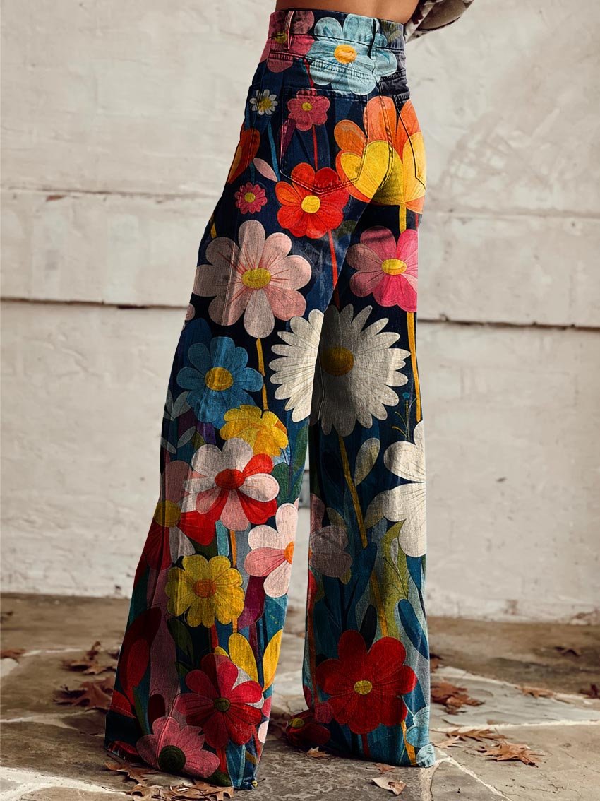 Léna - Pantalones Anchos de Flores