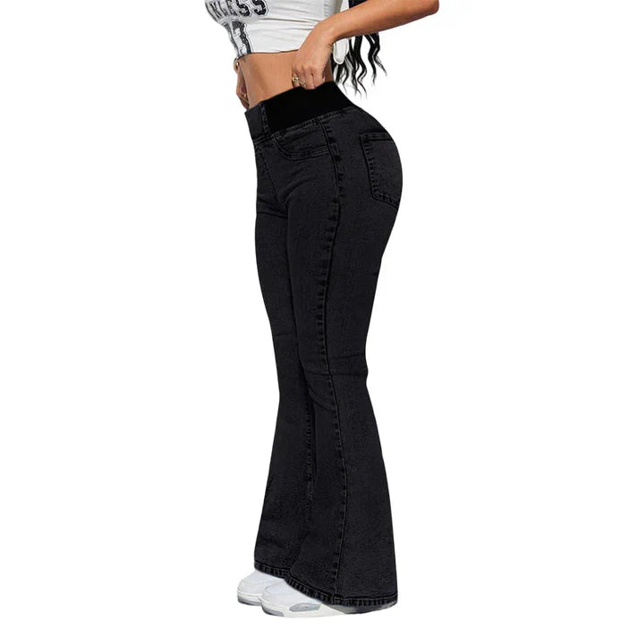 PANTALONES VAQUEROS ACAMPANADOS DE CINTURA ALTA