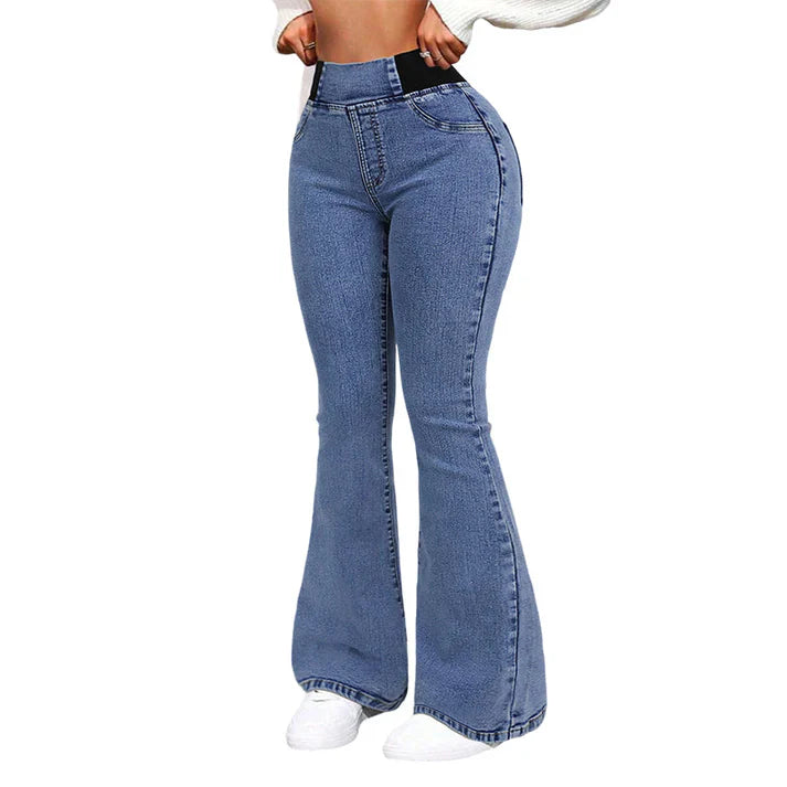 PANTALONES VAQUEROS ACAMPANADOS DE CINTURA ALTA