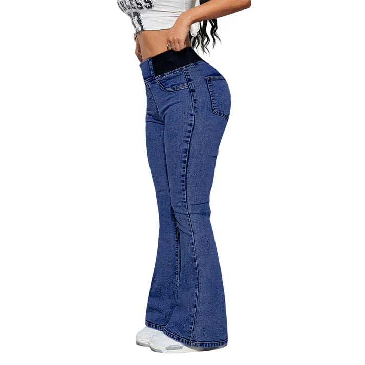 PANTALONES VAQUEROS ACAMPANADOS DE CINTURA ALTA