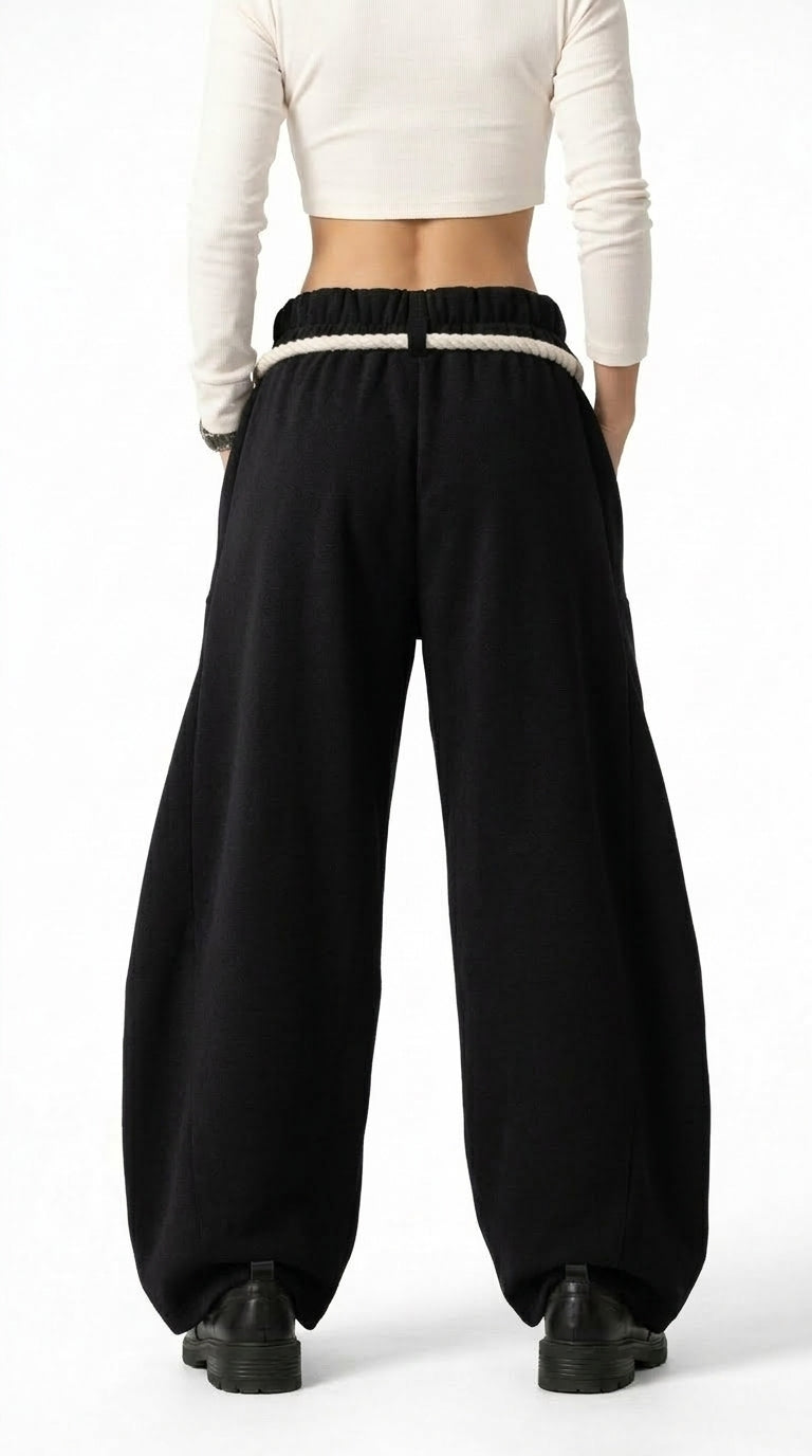 PANTALÓN BAGGY WIDE LEG CON CORDÓN NÁUTICO — UNISEX