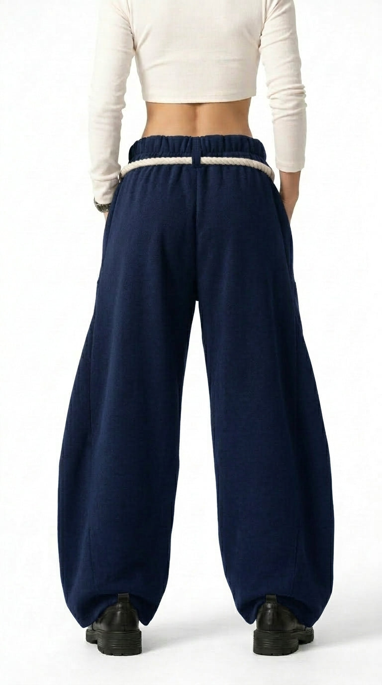 PANTALÓN BAGGY WIDE LEG CON CORDÓN NÁUTICO — UNISEX